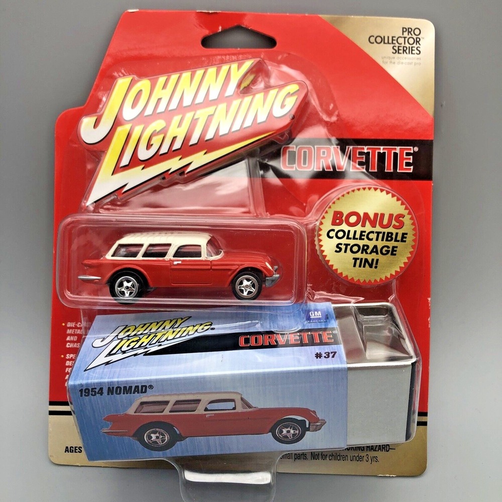 Johnny Lightning 1954 Chevy Corvette Nomad Car +Tin Diecast Chevrolet 1/64 Scale